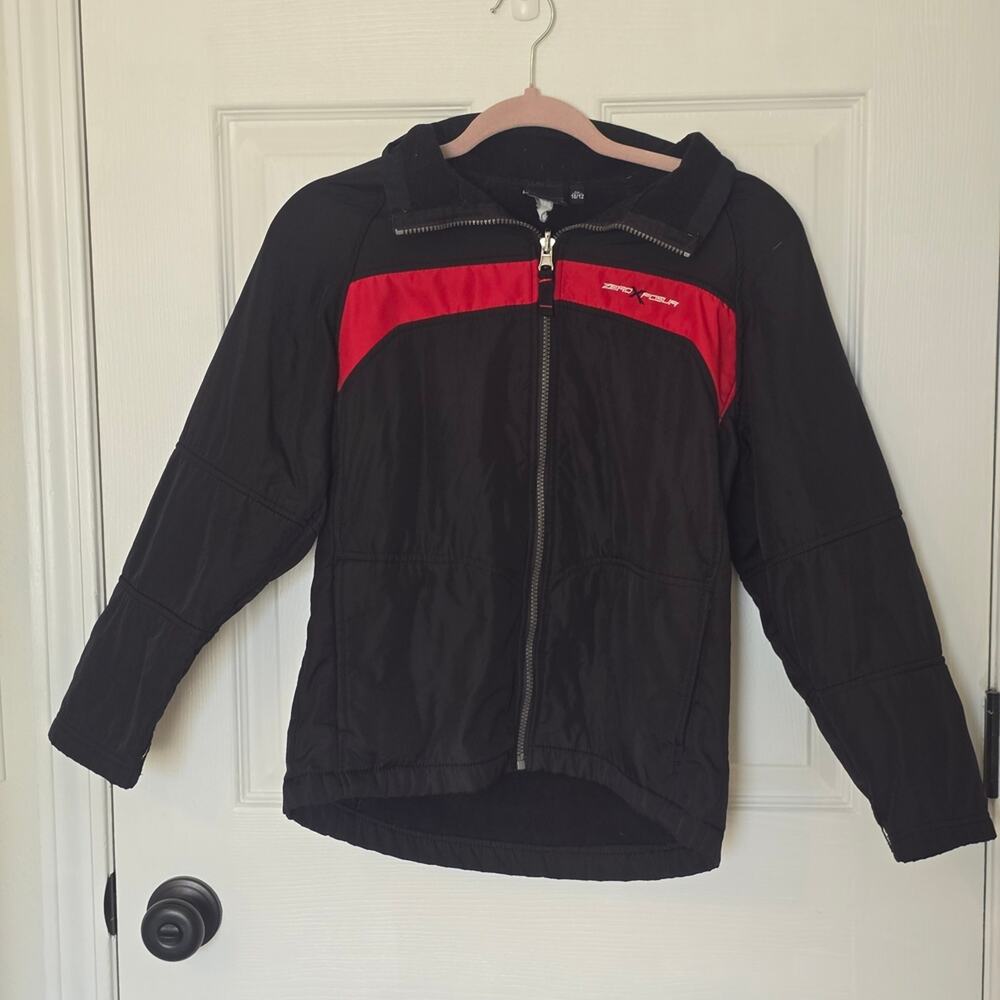 ZeroXposur Black and Red Kids Ski Jacket Fleece Lined Pockets Boys M 10/12
